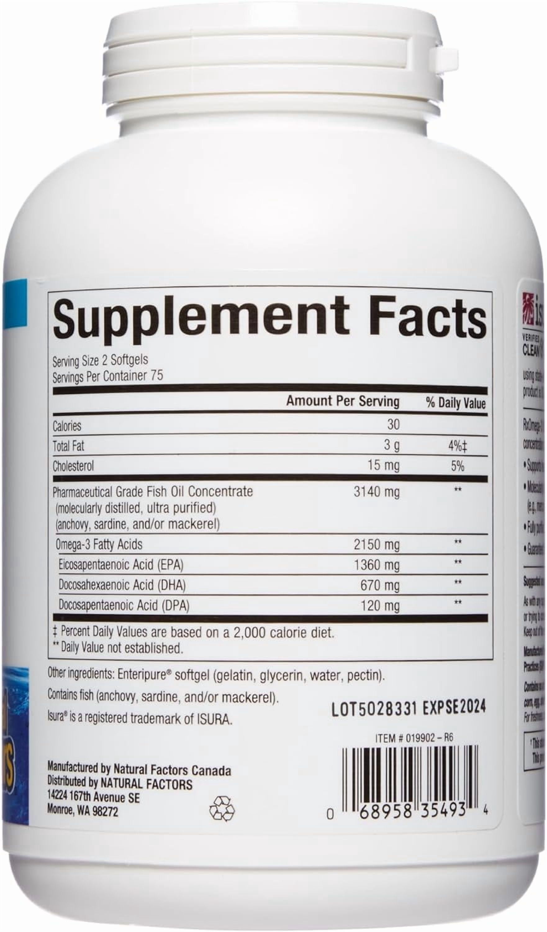 Natural Factors, Ultra Strength RxOmega-3 Fish Oil, DHA and EPA, 150 Softgels