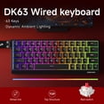 thumbnail image 3 of EWEADN 63 Keys Tri-mode Mechanical Gaming Keyboard, Hot Swappable Red Switch RGB Backlit Wireless Compact PC Keyboard, 3 of 6