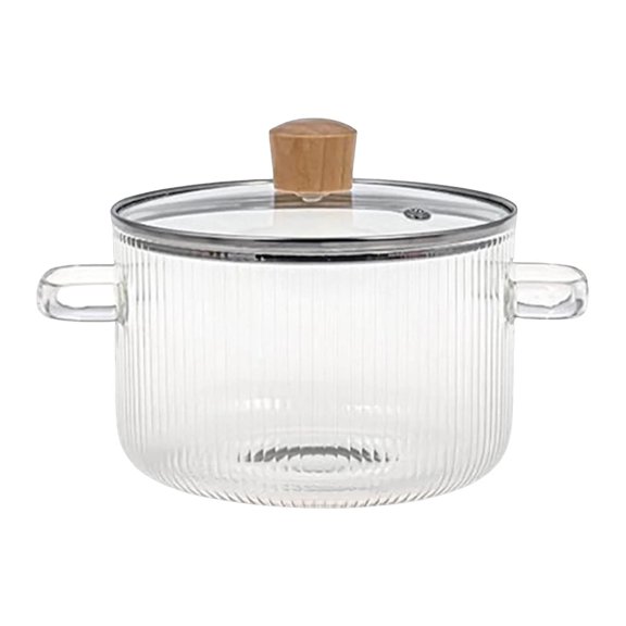 Ccgaton Store Glass Cooking Pot with Lid-1.6L, Heat Resistant Borosilicate Stovetop Pot Set, Simmer Pot with Cover Safe for Soup, Milk, Baby Food 2025 New