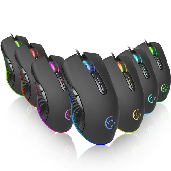 Hwkond Mouse 3200DPI LED 7 Buttons USB Wired Pro Gaming Mouse For PC For Laptop game Computer on Clearance