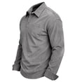 thumbnail image 3 of Lmueinov Mens 3 Button Collared Corduroy Long Sleeve Shirts Solid Chest Pocket Casual Business Tops Fall Winter Office Workout Golf Everyday Wear, 3 of 6