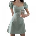 thumbnail image 1 of POINTERTECK Décolleté Carré Taille Simple Xaxian Mince Manches Bubble Slim Dress, 1 of 10