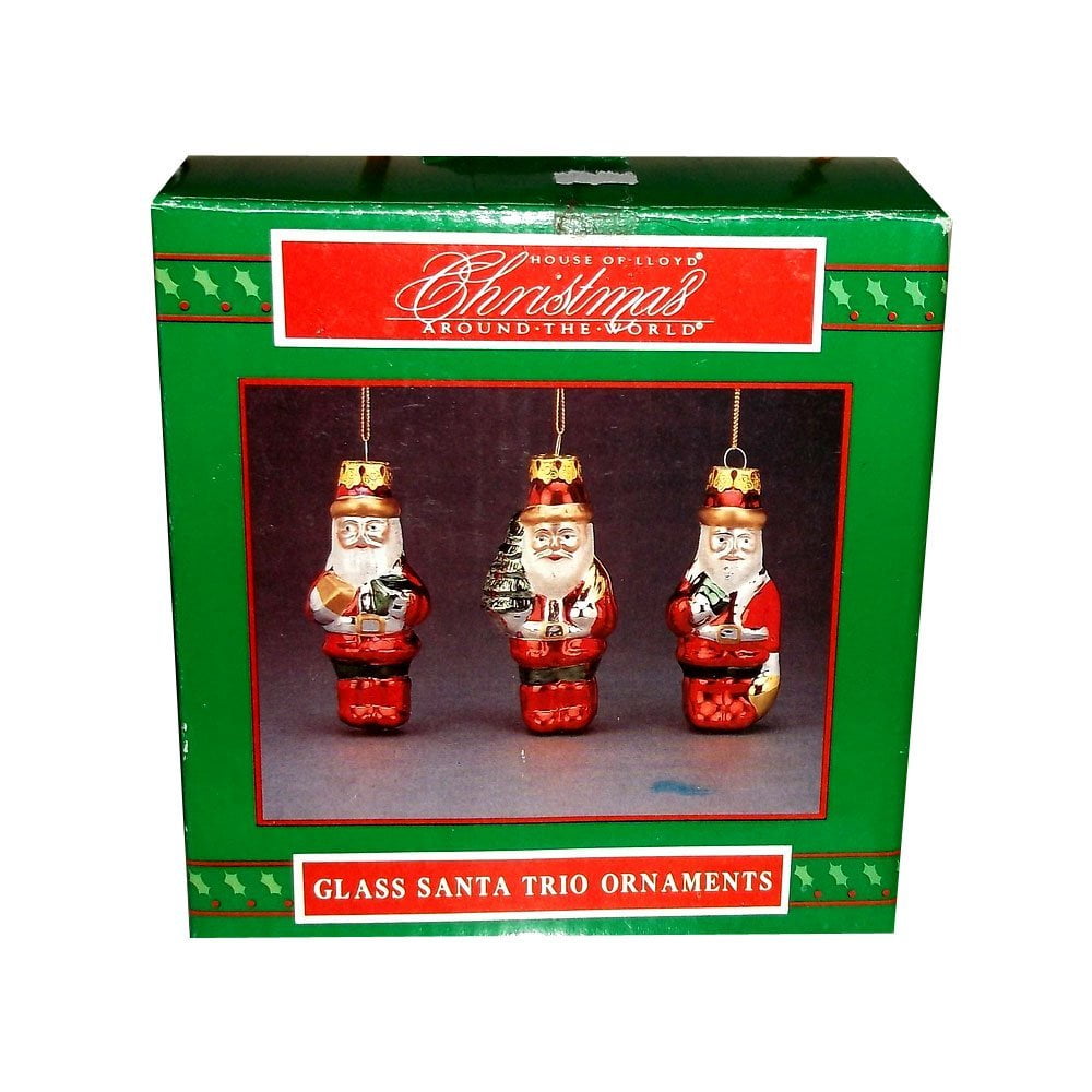 House of Lloyd Christmas Around the World Glass Santa Trio Ornaments House of Lloyd Christmas Around the World Glass Santa Trio Ornaments