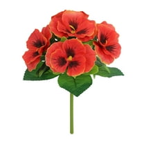 hulanddfd Fake Flowers - 8.6in Small Artificial Pansy Bouquet, Plastic Red Flowers for Home Wedding Kitchen Garden Table Centerpieces Indoor Outdoor Decor