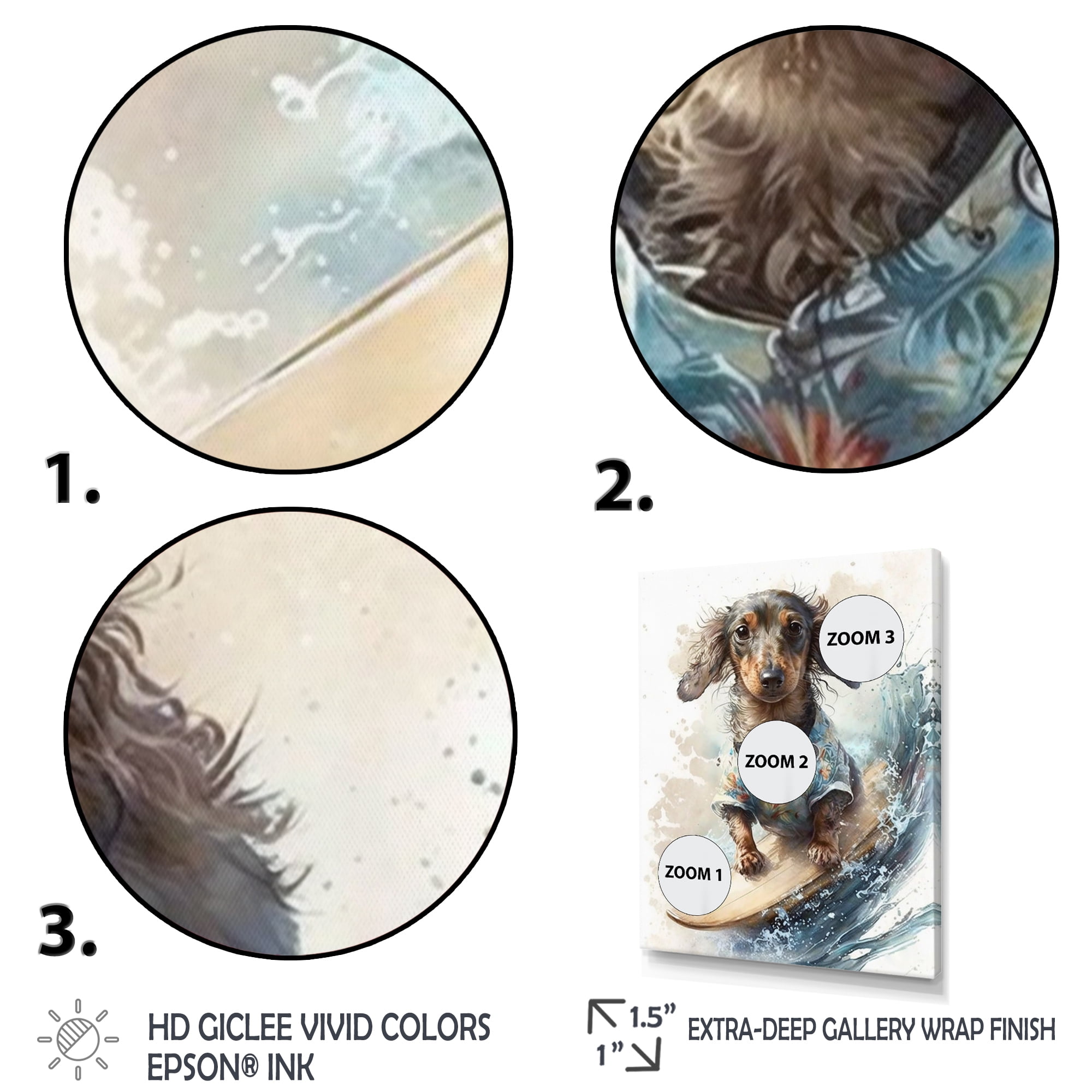 Designart Dog Surfing I Canvas Wall Art