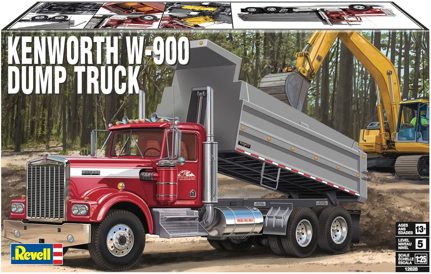 Revell Kenworth W 900 Dump Truck Model Building Kit 1:25 Scale 265 Pieces