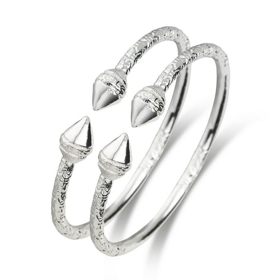 Better Jewelry Spear .925 Sterling Silver West Indian Bangles (Pair)