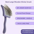 thumbnail image 3 of Slicker Ergonomic Wooden-Handle Long-Pin Brush for Poodles, Goldendoodles & Other Long-Haired Dogs (purple), 3 of 6