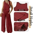 thumbnail image 6 of SHIBEVER Pants Sets Women 2 Piece Outfits Sleeveless Round Neck Tank Tops Matching Sets for Womens Clothes Elastic Waist Wide Leg, 6 of 8