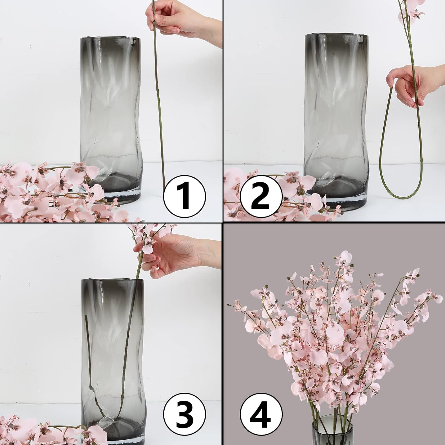 Artificial Orchids Silk Flowers,10 PCS (Each 37'') White Orchids Artificial Flowers Fake Orchid Long Stem Artificial Flowers Fake Silk Flowers for Indoor Outdoor Wedding Home Office Decoration(White)