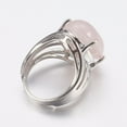 thumbnail image 2 of 1pc Rose Quartz Wide Band Finger Rings with Brass Ring Findings Oval 18mm, 2 of 3