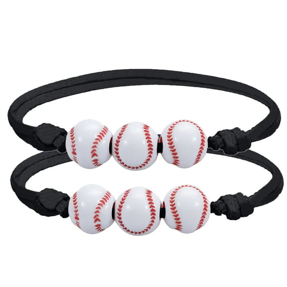 zttd fashion 2pcs softball bracelet party favors yellow softball beads friendship bracelets adjustable beaded bracelet softball gifts for girls boy teens sport birthday party softball favors