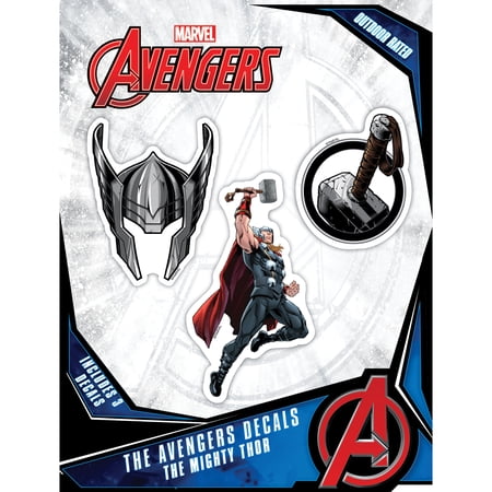 Marvel Thor Vinyl Decals – Set of 3 Outdoor Rated Stickers for Car Laptop Computer Water Bottle – Marvel Stickers for Kids and Adults Thor Helmet Hammer