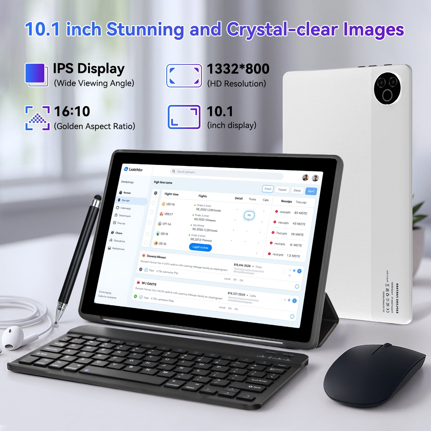 AEEZO 10.1 Inch Tablet Set - 20GB RAM 64GB ROM 1TB Expandable with Keyboard and Mouse,for Students and Professionals