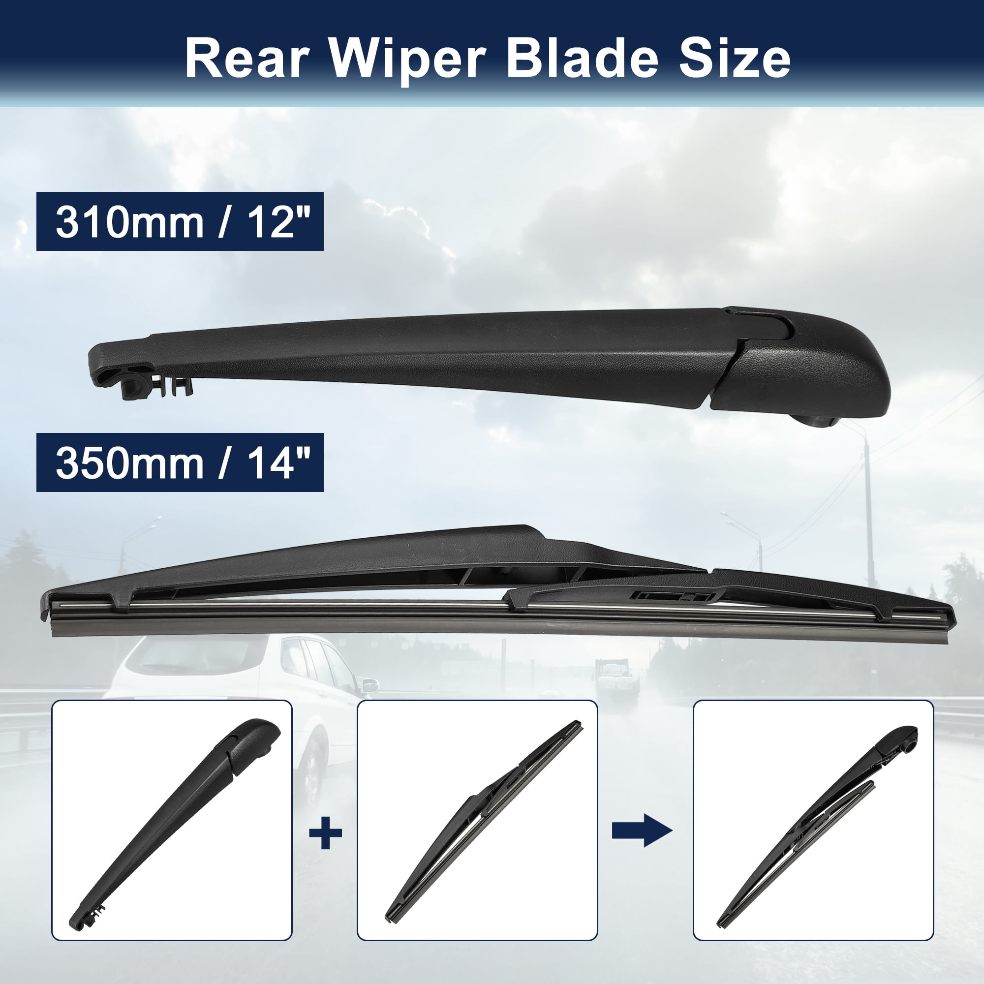 Unique Bargains Rear Windshield Wiper Blade Arm Set for Jeep Cherokee 2014 to 2023