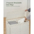 thumbnail image 4 of Laundry Hamper with Lid, 112 L Handwoven Rattan Wicker Laundry Basket, 2 Removable Liner Bags Metal Heightened Feet, 6 Mesh Bags, 2 Section Large Clothes Hamper for Bathroom Bedroom, White, 4 of 14