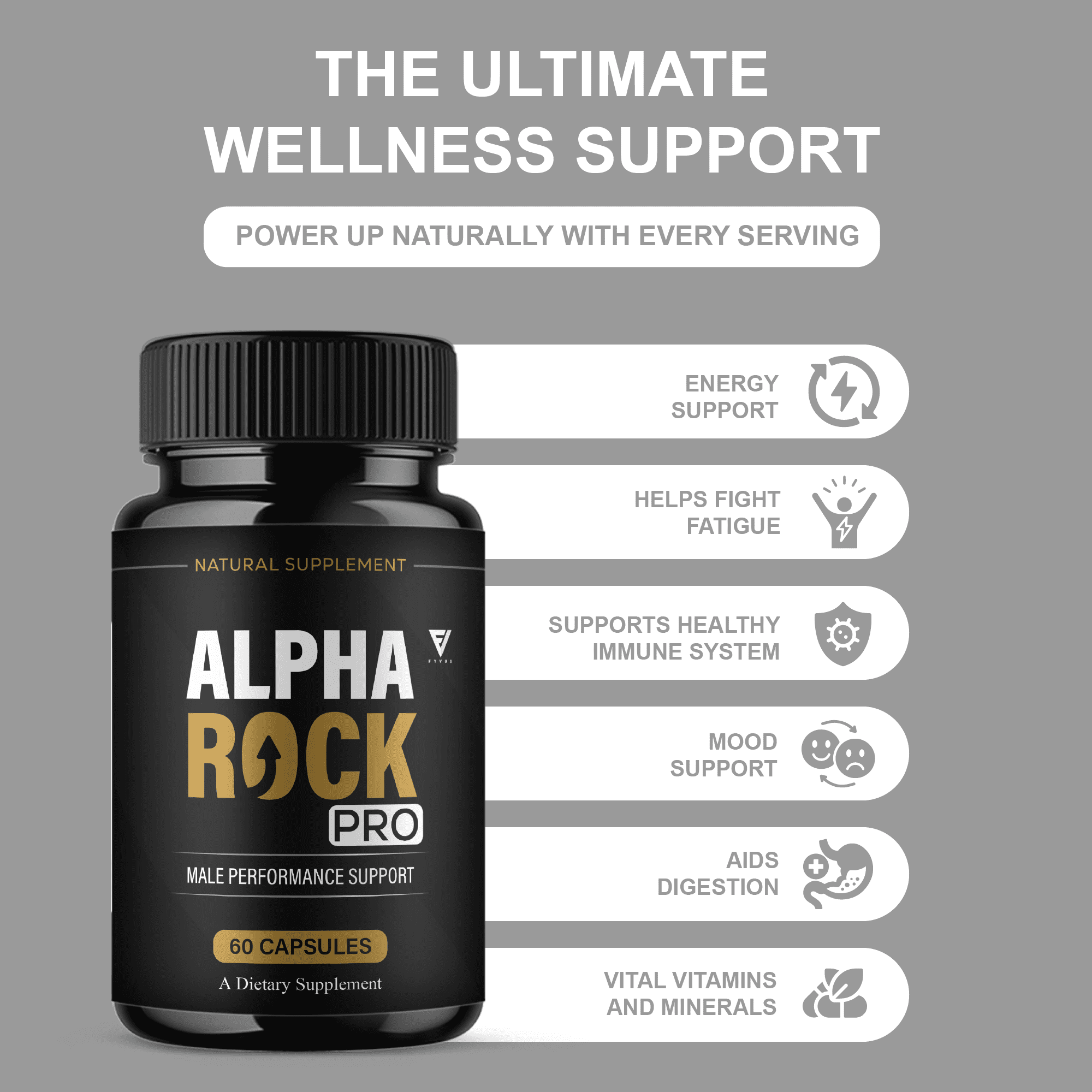 Alpha Rock Pro Pills, Alpha Rock Performance Supplement (60 Capsules)