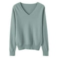thumbnail image 4 of TANGNADE Sweatshirt for Women Light Sweaters for Women Long Sleeve Crew Neck Lightweight Soft Knitted Pullover Knitted Blouse Green L, 4 of 7
