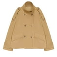 thumbnail image 7 of ClodeEU Womens Short Trench Coat,Oversized Double Breasted Stand Collar Cropped Jacket,Casual Work Outerwear Khaki,Womens Plus XL, 7 of 7