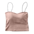 thumbnail image 2 of Mifsaly Camisole with Built in Bra for Women Square Neck Spaghetti Strap Cami Shirts Seamless Lightweight Slim Fit Layering Tank Tops Pink,Free Size, 2 of 6