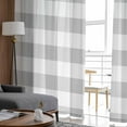 thumbnail image 4 of Grey Plaid Semi Sheer Curtains 72 Inch Length 2 Panels Set, Gradient Geometric Buffalo White Checkered Sheer Kitchen Curtain Privacy Voile Window Curtain for Living Room Bedroom Rod Pocket Drapes, 4 of 7