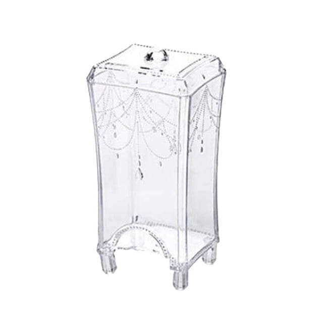 1PC Cotton Pad Organizer Storage Case Square Container Makeup Holder Box (Transparent White)