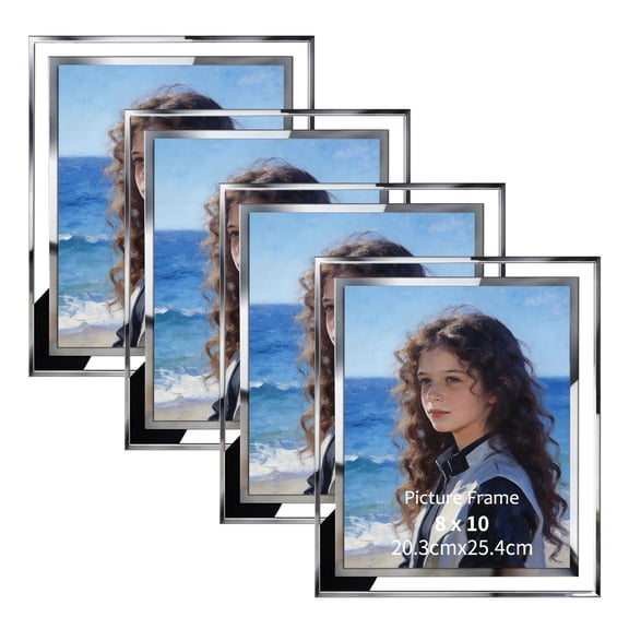 8x10 Glass Picture Frames Set of 4, Clear Photo Frame for Tabletop Display