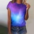 thumbnail image 6 of LangJing Womens Spring Tops 2026 Starry Sky Printed Short Sleeve Shirts Round Neck Dressy Casual Blouses Loose Fit Trendy Basic Tees Multicolor,M, 6 of 7