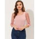 thumbnail image 3 of Blusa Vintage Con Cuello Cuadrado Para Mujer, Ajustada, Semitransparente, Con Mangas Abullonadas De Malla 3/4 Rosa XS, 3 of 4