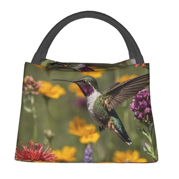 Fotbe Humming Bird Bolsa Térmica Portátil con Estampado, Bolsa de Entrega de Alimentos Aislada, Bolsa Reutilizable de Gran Capacidad para Comidas y Supermercado