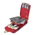 thumbnail image 2 of Allytech Case for iPhone XS Max, [Large Capacity] Wallet Case with Card Slots & Zipper Pocket, Premium PU Leather Metal Snap Kickstand Shockproof Case with Shoulder Strap, Red, 2 of 10