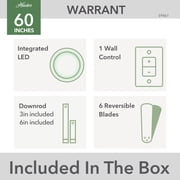 Hunter - Warrant Indoor Ceiling Fan With Light, Wall Control, 60-inch, Noble Bronze, Casual-style, 6-speed, Energy Star, 59461, for living rooms, bedrooms, home offices, kitchens