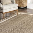 thumbnail image 2 of nuLOOM TADR04A Braided Rikki Border Jute Runner Rug, 2` 6" x 8`, Off White, 2 of 8