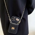 thumbnail image 1 of Funda para teléfono Apple 15 con estilo rombo Chanel, tarjetero, bandolera para iPhone 14, funda blanda de silicona para Promax 13, 1 of 5