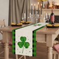 thumbnail image 2 of Table Runners 90 Inches Long Dress Scarves, St. Patrick's Day Farmhouse Coffee/Dining/Kitchen Table Runner for Living Room, Green Shamrock Leaves Love Plaid Beige 13x90 Inch, 2 of 9