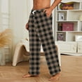thumbnail image 5 of Men's Pajama Bottoms Plaid Pajamas Pants for Men Soft Long Lounge Woven Pj Sleep Pant with Pockets Brown XL, 5 of 5
