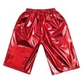 thumbnail image 4 of Alvivi Girls Metallic Shorts Shiny Jazz Street Dance Hot Short Stage Show Performance Dancewear Red 9-10, 4 of 5