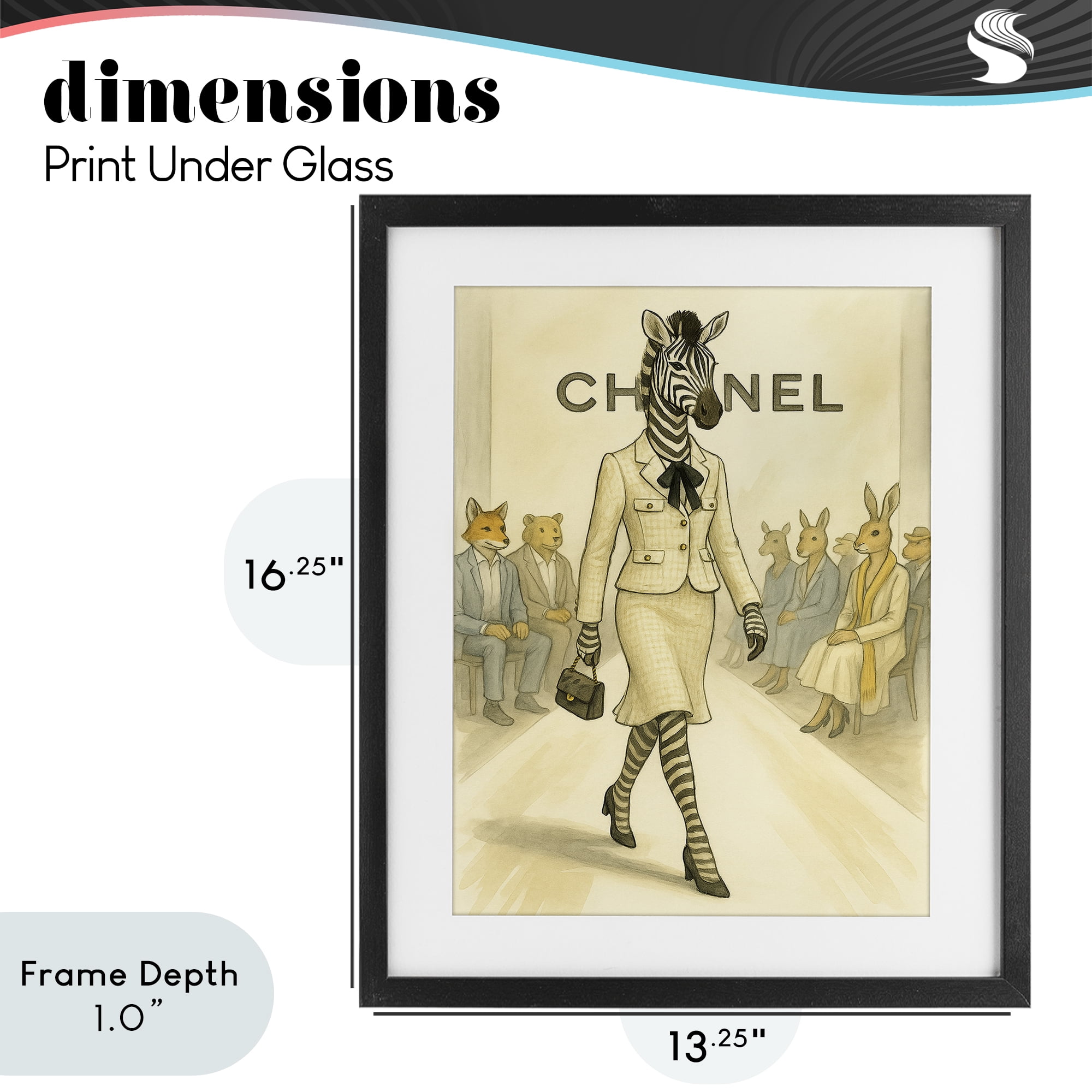 Stupell Industries Fashion Runway Zebra Black Framed Print Under Glass, design by Grotto Studios