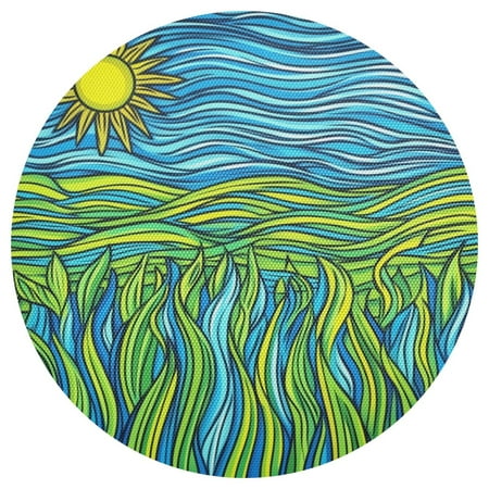 

Artistic Oil Painting Pattern 15.4in Diameter PVC Plate Mat Heat-Resistant and Cuttable Kitchen Decor