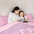thumbnail image 4 of Feelyou Pink Bow Letter W Bedding Comforter Set for Girls, Lovely Print Full Bedding Set, Pink, Pink Reversible, 7pcs, 4 of 7