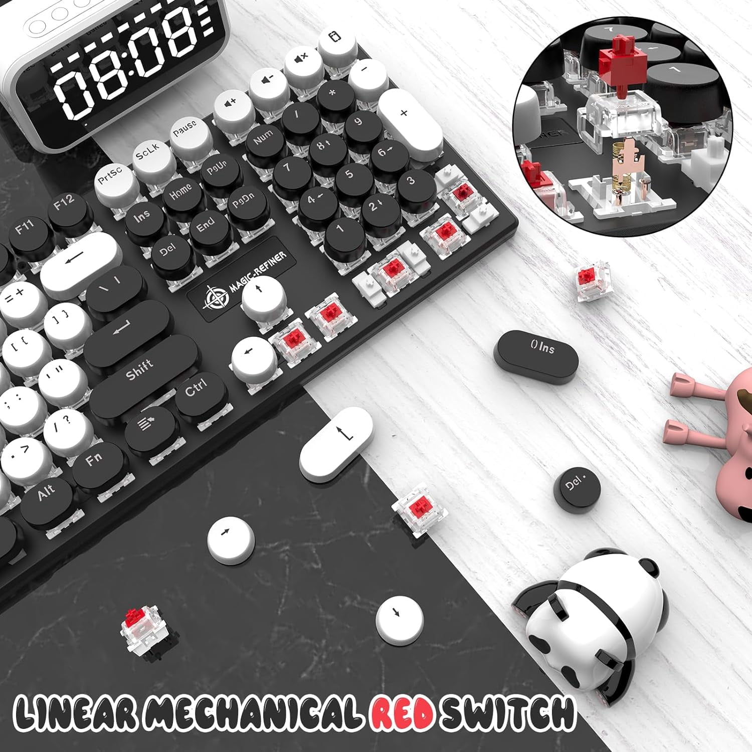 LexonElec Backlit Keys Wired Gaming Keyboard with Keycap Puller, White