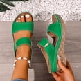 thumbnail image 6 of Green Ladies Fashion Peep Toe Slides With A Roomy Fit And Cushioned Platform Sole, 6 of 9