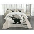 thumbnail image 4 of Ambesonne Funny Quilted Bedspread Set 3 Pcs, Simple Art Showering Bear, Queen Size, Pale Tan and Taupe Grey, 4 of 4