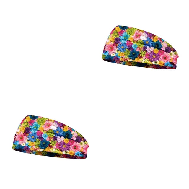 Qarigey Diademas de ganchillo Estiramiento Deportes Banda para la cabeza Tie-dye Banda ancha para el sudor Estampado Accesorios para el cabello tipo 4 2piezas Qarigey CBP275054