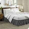 thumbnail image 5 of Bare Home Adjustable Wrap Around Bed Skirt - 15 Inch Drop - Easy Fit - Ruffle Pleats - Queen, Gray, 5 of 6