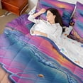thumbnail image 4 of Homewish Dreamy Ocean Sunset Bedding Comforter Set 7 Pieces for Kids, Kawaii Starfish Seashell Full Bedding Set, Summer Beach Reversible Fitted Sheet Flat Sheet, Super Cozy Room Decor, 4 of 7