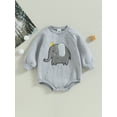 thumbnail image 2 of Wassery Baby Girls Spring Autumn Sweatshirts Romper Long Sleeve Crewneck Elephant Patch Plush Thicken Jumpsuits Infant Girls Warm Bodysuits 0-18M, 2 of 8