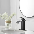 thumbnail image 4 of Waterfall Single Hole Single-Handle Low-Arc Bathroom  With Supply Line in Matte Black, 4 of 7