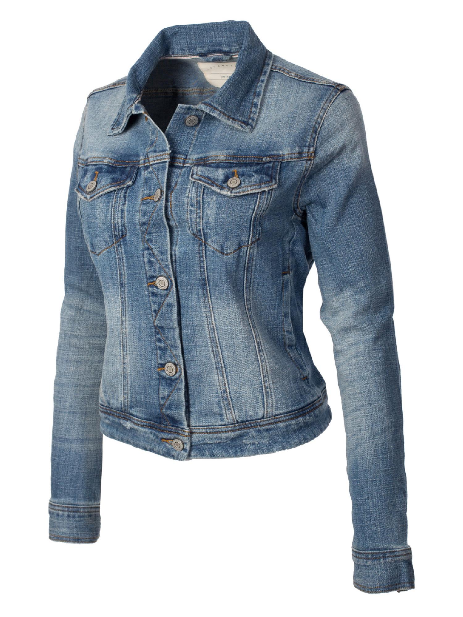 Made by Olivia Women's Classic Casual Vintage Denim Jean Jacket - image 3 of 5