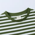 thumbnail image 4 of HXWCHs Boys athletic t shirt Boys Summer Striped Short Sleeve T-Shirt Color Block Crewneck Pullover Casual Tee top Army Green 6-7 Years, 4 of 8